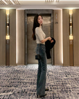 Fade bootcut denim pants