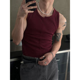 [MUSCLE FIT] Unbalance slit sleeveless(4color)