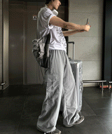 nylon cargo string pants