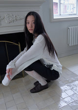 Boyfriend Henley Loose T-shirt (Ivory)