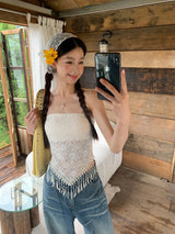  Tassel France Lace  Pad Tube Top