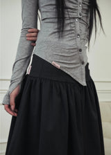 MUMU Classic Button Midi Skirt