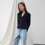 SINGLE-BREASTED TWEED JACKET BLACK