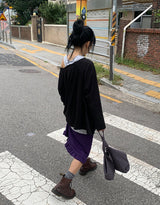 26FW★ [BAONHAUS] レニル シャーリング レイヤード ロングスリーブ Tシャツ