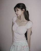 [MADE] Chewing Lace Shirring Tee