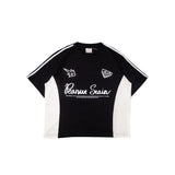 PEANUT STAIN - アクティブ デュオ サイド カーシブ ブラック ボクシー オーバーサイズド Tシャツ