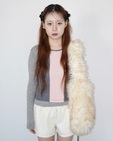 Long furry hair bag _ ivory