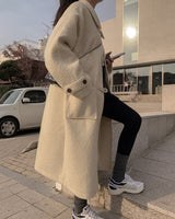 Wool buckle long coat