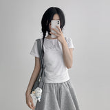 Zandot see-through sleeveless layered short-sleeved T (4 colors)