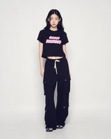 25FW WOMAN クラウドフォントクロップ半袖Tシャツ ブラック