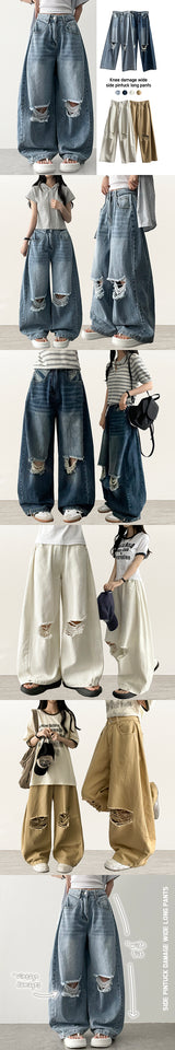 knee damage cutting wide pants