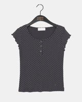 Shude Dot Snap Button Short Sleeve T-Shirt