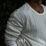 [HFORUS MADE]Forus ニットプリーツUネックロングスリーブス イン アイボリー