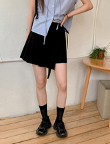 Summer Linen Pleated Ribbon Skirt Pants (3color)