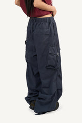 Buckle Washed Cargo Wide Pants