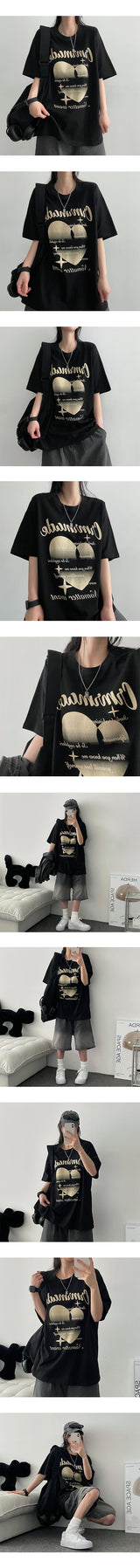 リカーリングハートラウンド半袖Tシャツ