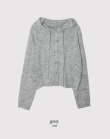 #Wish Eyelet Hood Wave Knit Cardigan (3color)