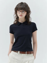 KIRSH PLAIN SLIM FIT PIQUE T-SHIRT - DARK NAVY