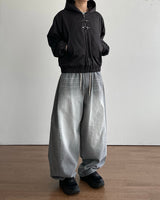 Cement Curved Denim Pants