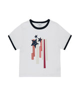 フラッグアップリケリンガークロップTシャツ
