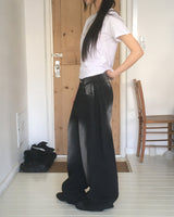 Minta Washing Side Pintuck Wide Denim Pants