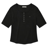 KIRSH PLAIN SLIM FIT HENLEY NECK T-SHIRT - BLACK 