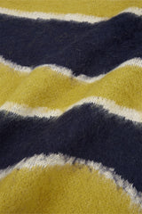 Wavy color block wool zip-up knit