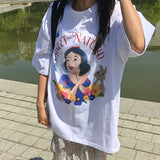 スノーホワイトプリンテッドオーバーサイズフィットショートスリーブTシャツ 1 カラー