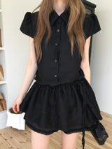 Lace buckle mini skirt pt