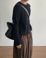 Beat Henley-Neck Crop Knit
