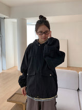 [unisex] サルコットンフードジップアップジャケット