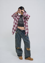 stopper damage cargo wide denim pants