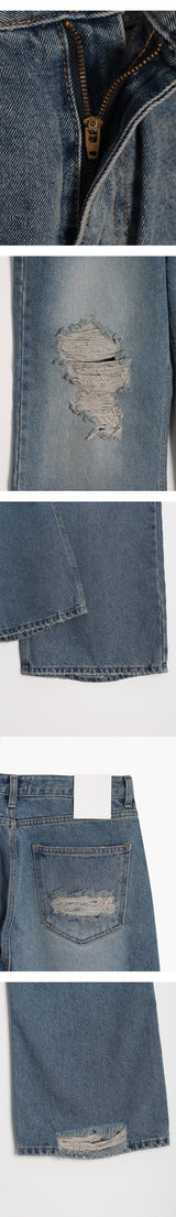 [Unisex] Tin washing boots cut denim pants