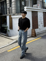 ワッフルダイアゴナルボタンクロップロングスリーブTシャツ