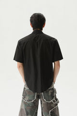 Textured Pleated Short Sleeve Shirt