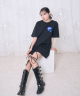 UNISEX ハートプリントT ブラック