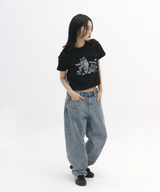 ファーエバーフレンドクロップ T シャツ ブラック