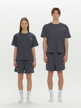 (Unisex) エッセンシャルストレッチフィットハーフスリーブパジャマセット　チャコール