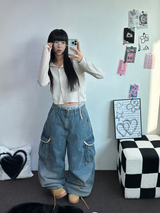 ハイクオリティ💍💎 リップバルーンパラシュートデニムパンツ 🤎2 サイズ