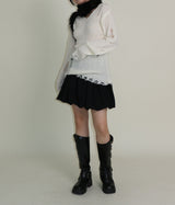 ラバーVネックダメージカットポイント長袖ニット (wool material)