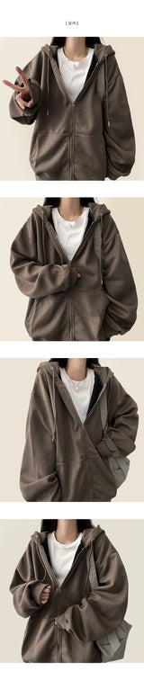Moss Basic Boxy Hoodie Zip-Up