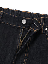 Back-banding raw denim pants
