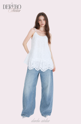Punching Daisy White Sleeveless Dress 