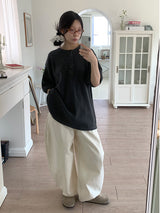 WAFFLE BUTTON OVERSIZED TEE (3C)