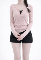 [Best!] Button ribbed t-shirt