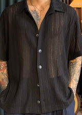 Cotton net collar short sleeve knit 3COLOR