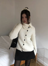 Juke diagonal button high neck knit