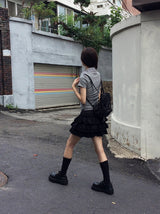 ソレン チェック シャツ レイヤード ツイスト ショート スリーブ Tシャツ