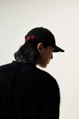 STUDDED CROSS UNISEX BLACK CURVED BRIM EMBROIDERED BASEBALL CAP