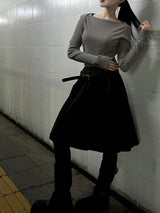 Deer Boat Neck Long Sleeve T-Shirt